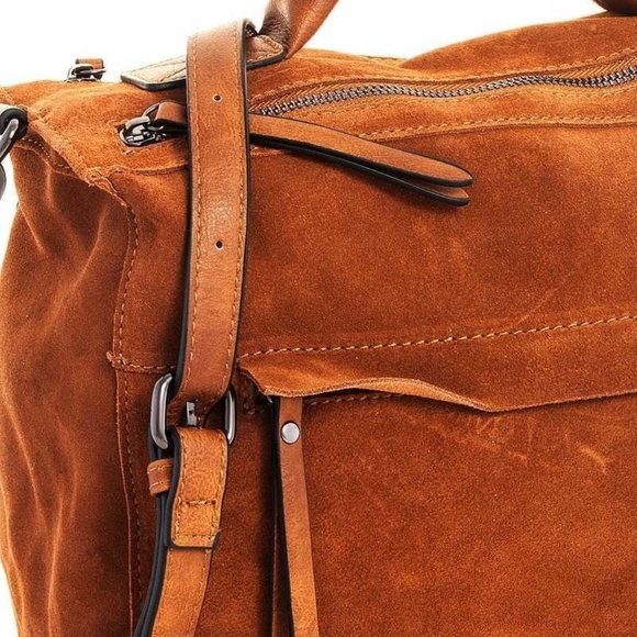 Genuine Leather Crossbody Satchel - Cognac - Picture 6 of 7